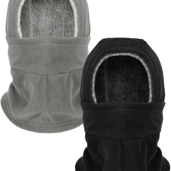 Fleece Balaclava Ski Mask Full Face Covering Hood Drawstring Winter Warm main image 4